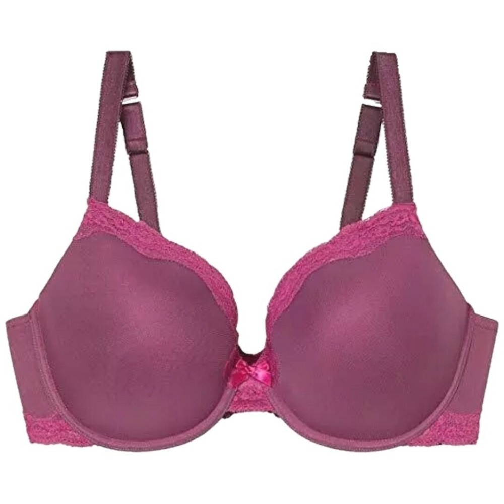 Savage X Fenty Plum Purple Lace Trim Full‎ Coverage Underwire T-Shirt Bra 38DD
